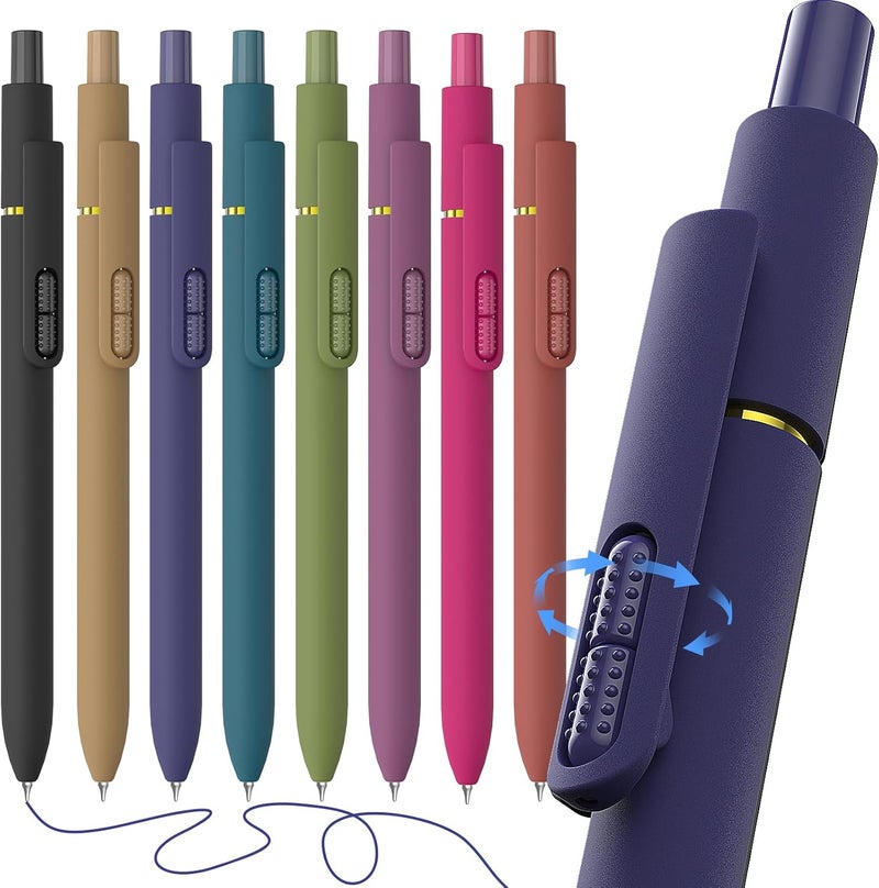Hiacry 8 Pack Blue Ink Gel Pens，Quick-Dry 0.7mm Fine Point Fidget Pens for Smooth Writing, Journaling & Drawing, Aesthetic Morandi Color Pens for Women, School & Office Supplies (Vintage Blue Ink) - Image 1